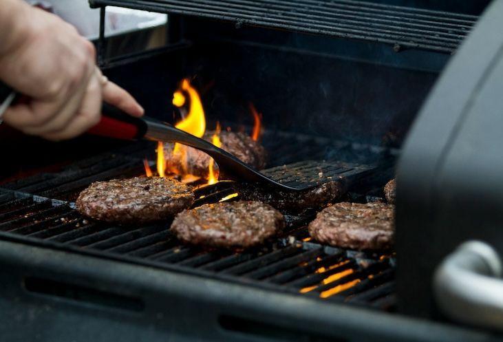 Burgers on grill